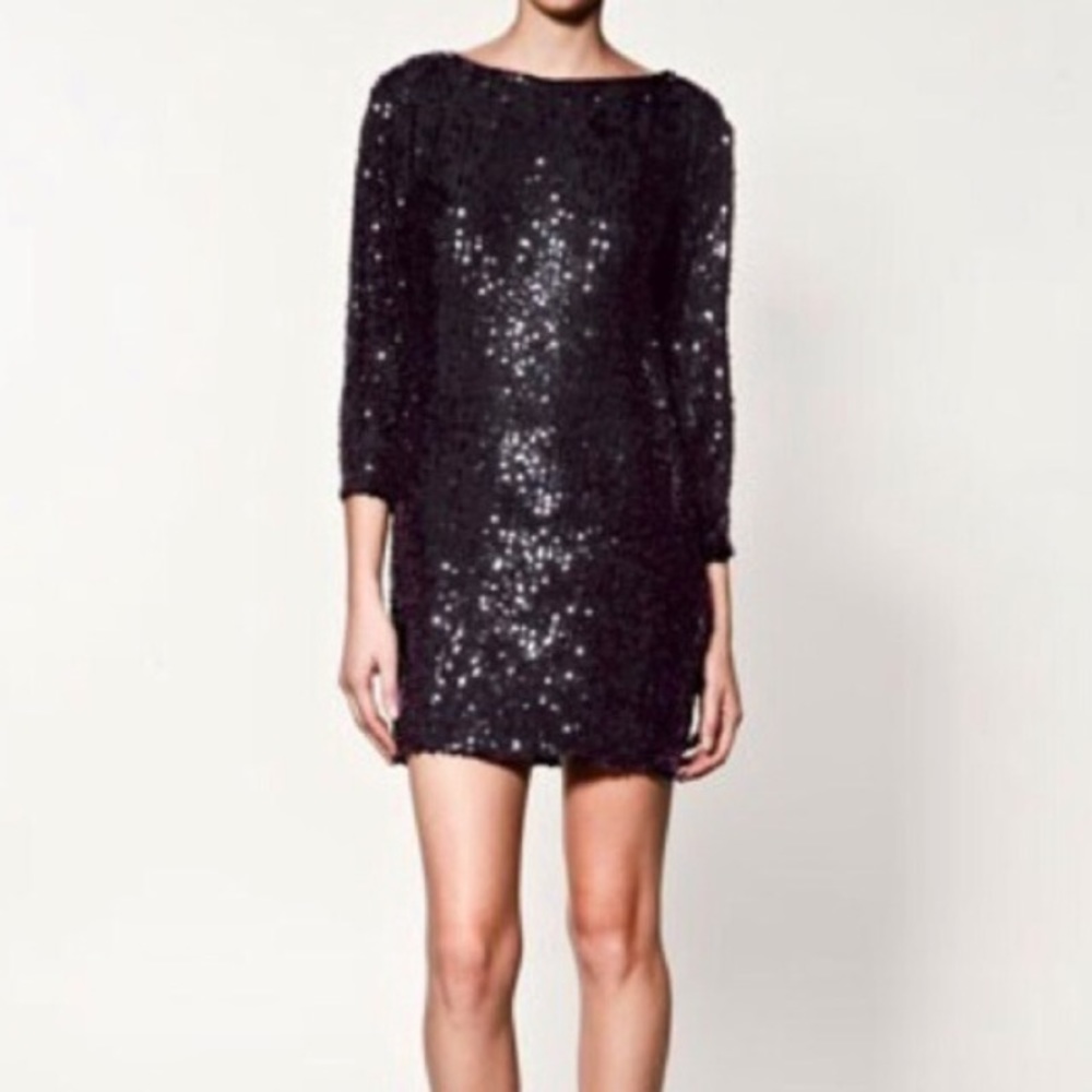 Zara Navy Sequin dress